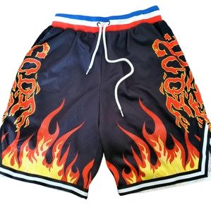 Flame Pattern Basketball Shorts